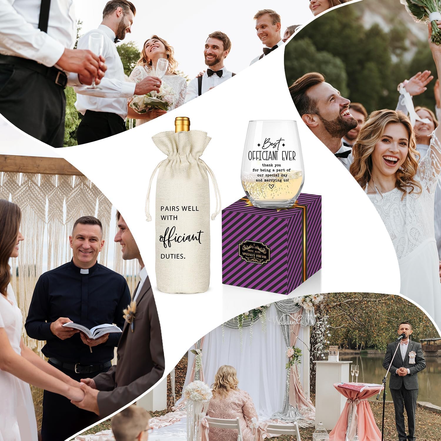 Wedding Officiant Gifts: Wine Bag & Glass Set – ‘Best Officiant Ever’ Thank You Gift from Couple