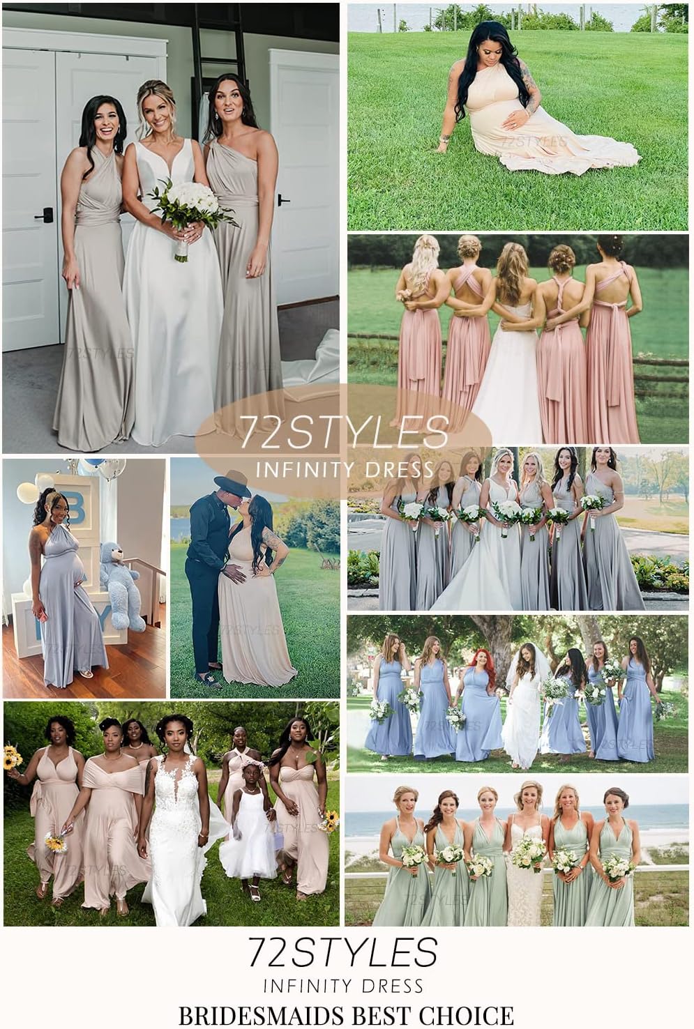 72styles Infinity Dress with Bandeau, Convertible Bridesmaid Dress, Long, Plus Size, Multi-Way Dress, Twist Wrap Dress