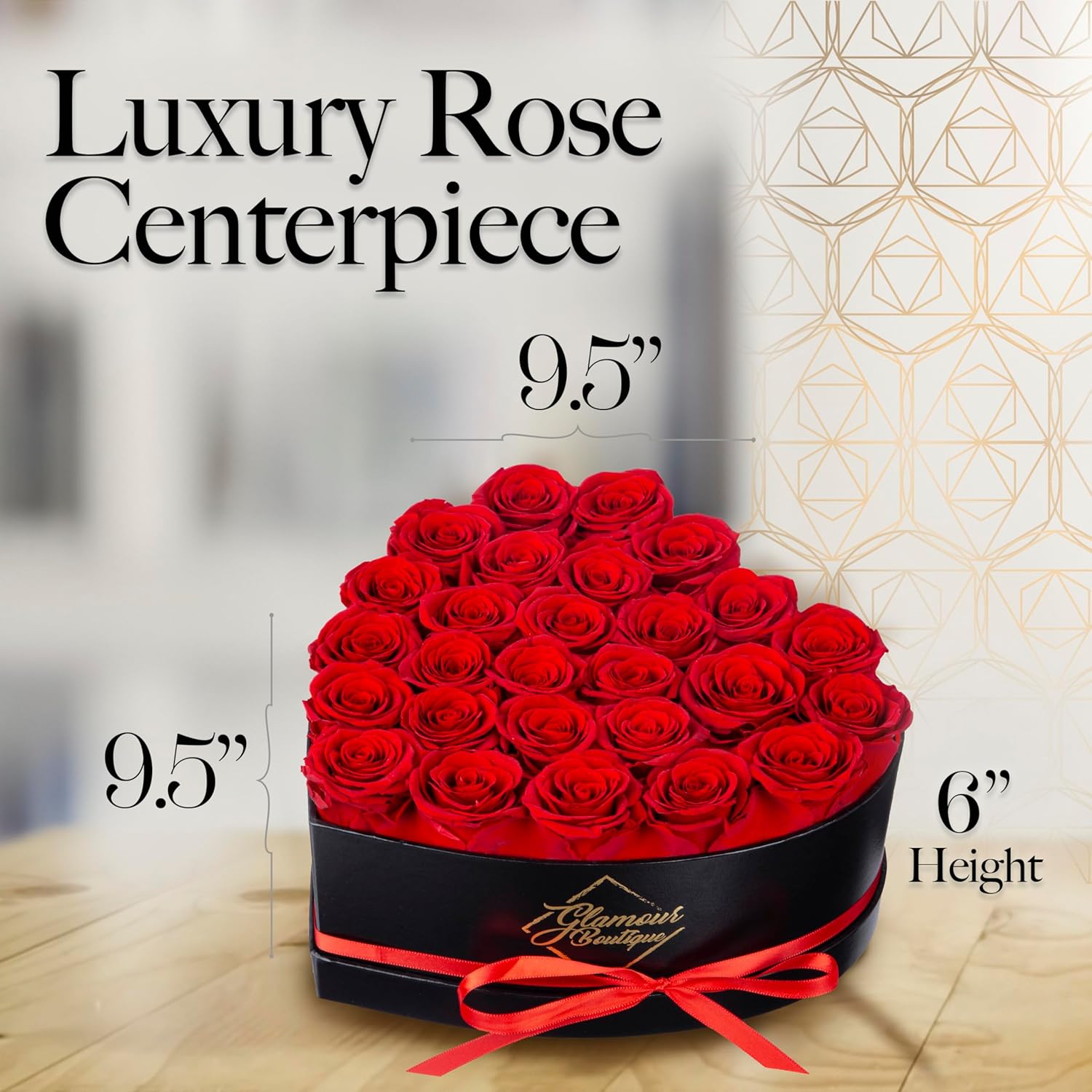 GLAMOUR BOUTIQUE 27 Flower Forever Heart Shape Box – Preserved Roses Gift for Her, Preserved Flowers, Red