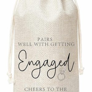 Engagement Wine Gift Bag, Wine Bag for Getting Married, Engagement, Bride and Groom, Couples, Her, Him, Wedding, Save the Date Wedding, 1 Pc Burlap Wines Bottle Cover Bag (a19)
