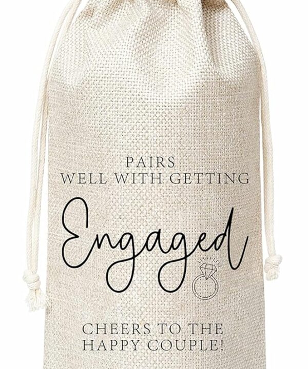 Engagement Wine Gift Bag, Wine Bag for Getting Married, Engagement, Bride and Groom, Couples, Her, Him, Wedding, Save the Date Wedding, 1 Pc Burlap Wines Bottle Cover Bag (a19)