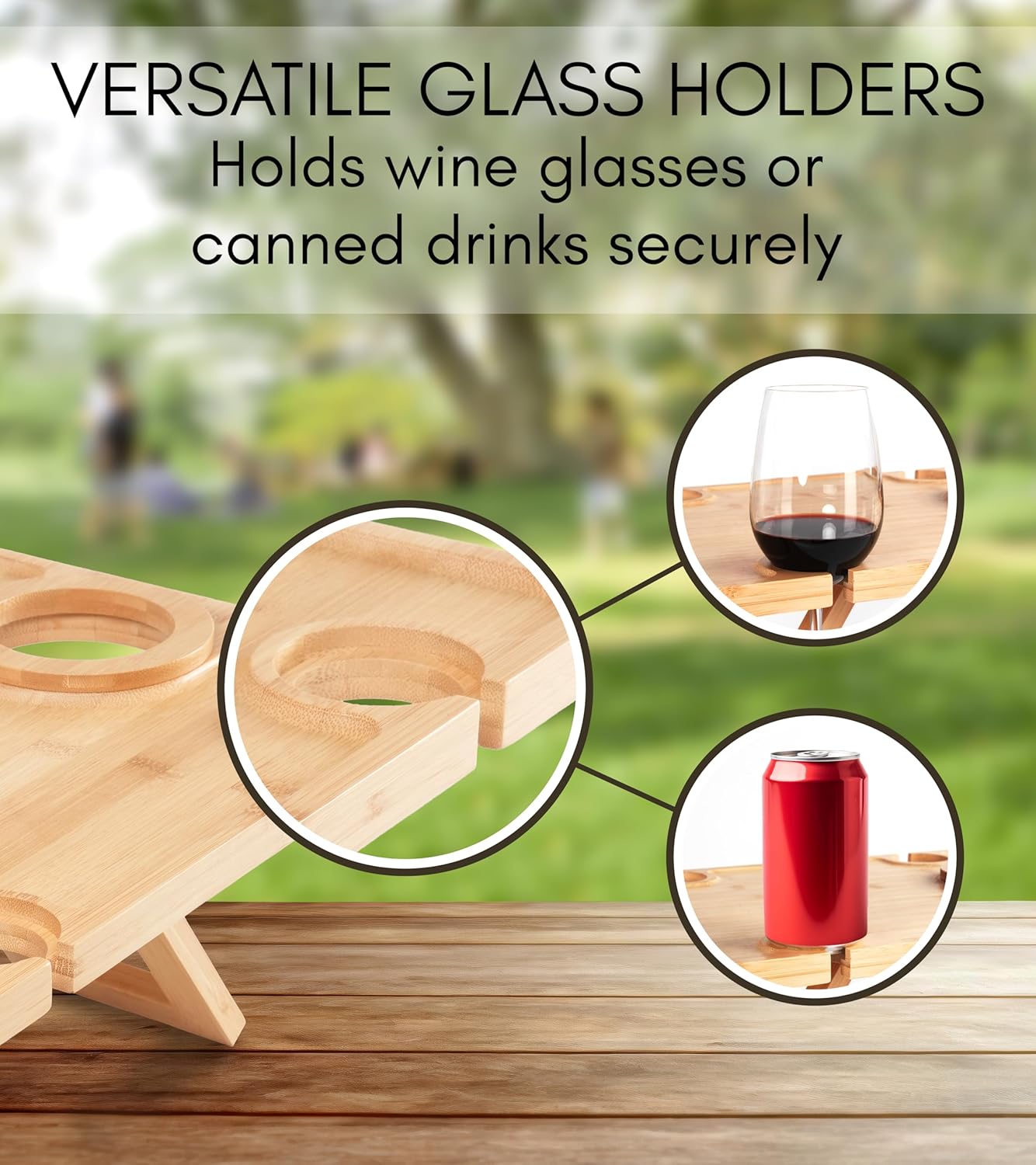 Charcuterie Picnic Table, Portable Wine Charcuterie Table, Outdoor Portable Wine Table, Cheese Lover Gift, Includes 4 Cheese Knives (Gold) and Detachable Cheese Knife Stand