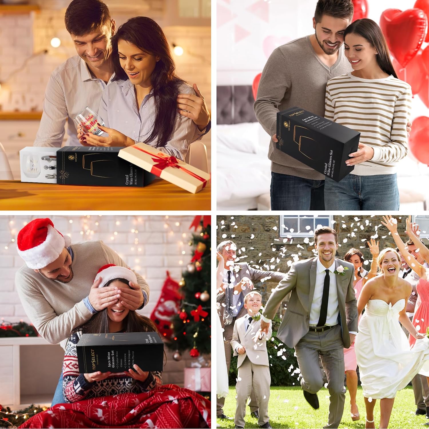 Mr & Mrs Wine Glasses Set of 2, Champagne Wedding Gifts Sets for Bridal Shower,Engagement Gifts for Couples Newlyweds Anniversary with Elegant Keepsake Box