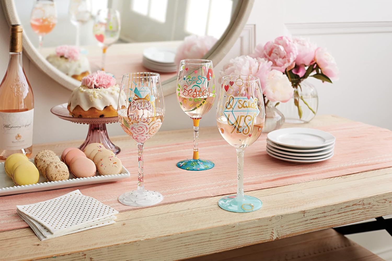 Enesco Designs by Lolita Wedding I Said Hand-Painted Artisan Wine Glass, 15 Ounce, Multicolor