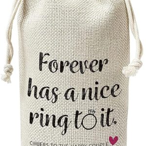 Wedding Wine Gift Bags - Gift for Bride-To-Be, Wedding, Engagement Party - Reusable Burlap With Drawstring Gift Bag (5.5"x 13.5")-1 Pcs/jiu026