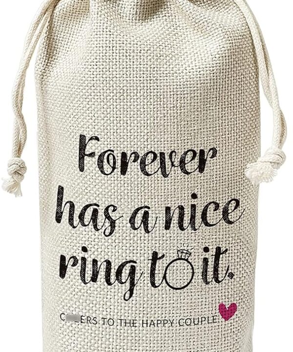 Wedding Wine Gift Bags - Gift for Bride-To-Be, Wedding, Engagement Party - Reusable Burlap With Drawstring Gift Bag (5.5"x 13.5")-1 Pcs/jiu026