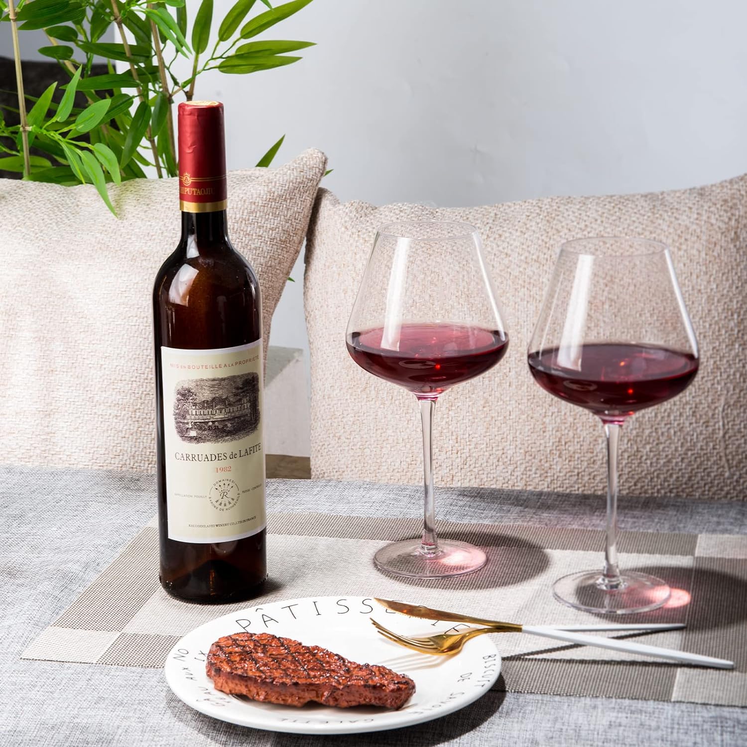 BACLIFE Hand Blown Red Wine Glasses Set of 4 23 oz Burgundy Wine Glasses With Long Stem Large Premium Crystal Wine Glass Unique Gift for Wedding, Anniversary, Mothers Day Clear