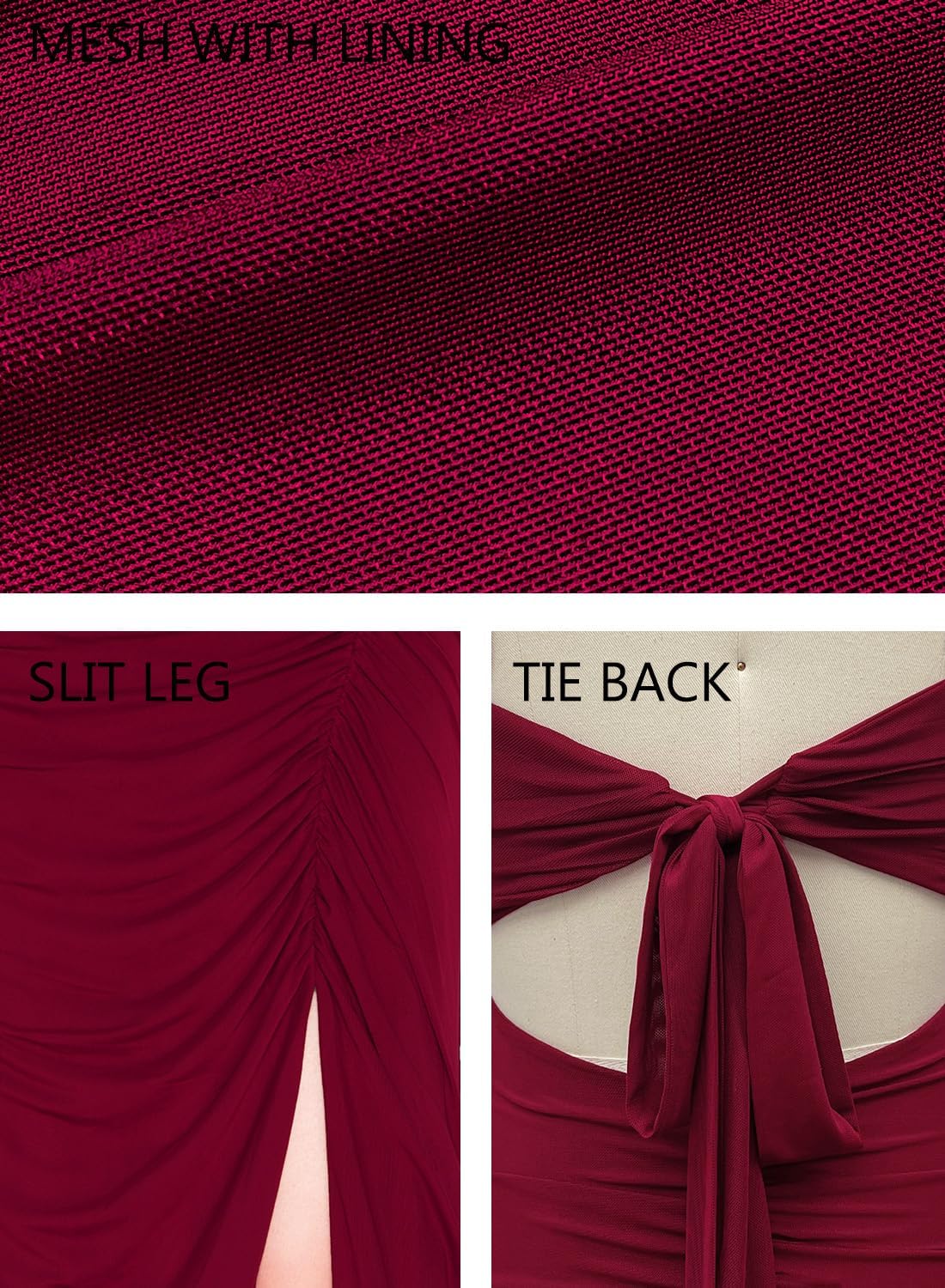 Women Sexy Mesh Tie Low Back Sleeveless Split Ruched Maxi Dress Party Cocktail Long Dress Wedding Guest Dresses