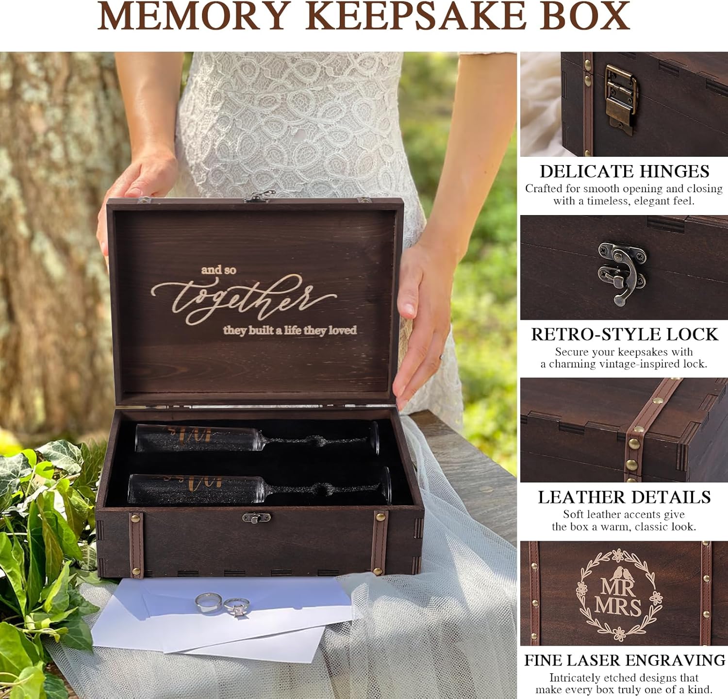 Physkoa Wedding Champagne Flutes-Toasting Mr and Mrs Champagne Glasses with Keepsake Box Bride and Groom Champagne Glasses