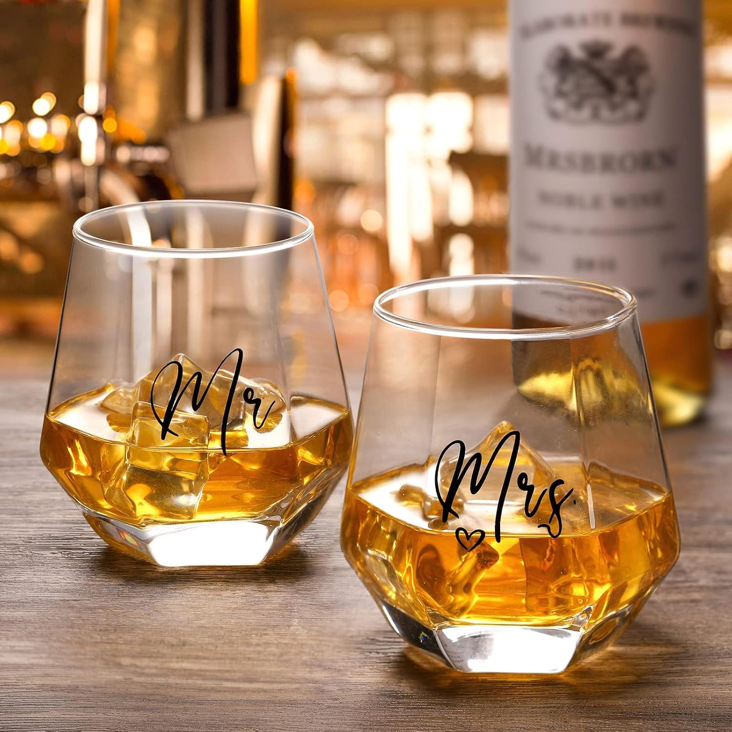 Mr and Mrs Wine Glasses Wedding Gifts for Bride and Groom -Gifts for Bridal Shower Engagement Wedding and Married Anniversary-His & Hers, Engagement Gift