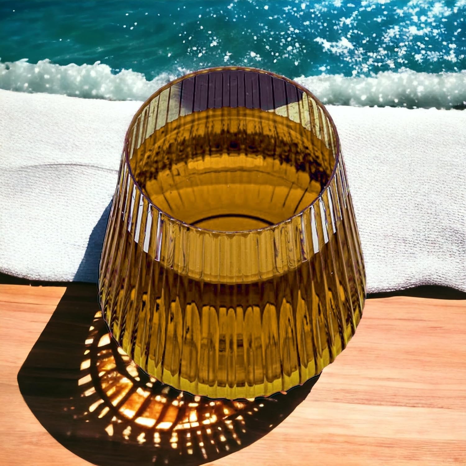 40 count Origami Ripple Unbreakable Stemless Plastic Wine Champagne Whiskey Glasses Elegant Durable Disposable Indoor Outdoor Ideal for Home, Office, Bars, Wedding, Ribbed 12 Ounce Cups (Clear)