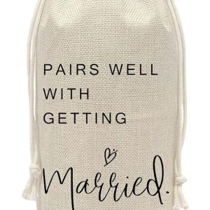 AWSICE Marriage Wine Bottle Bag - Pairs Well with Wedding Gifts - Wedding Shower Wine Bag - Engagement Honeymoon Gifts for Couples Newly Engaged - Bridal Shower Decorations-A03
