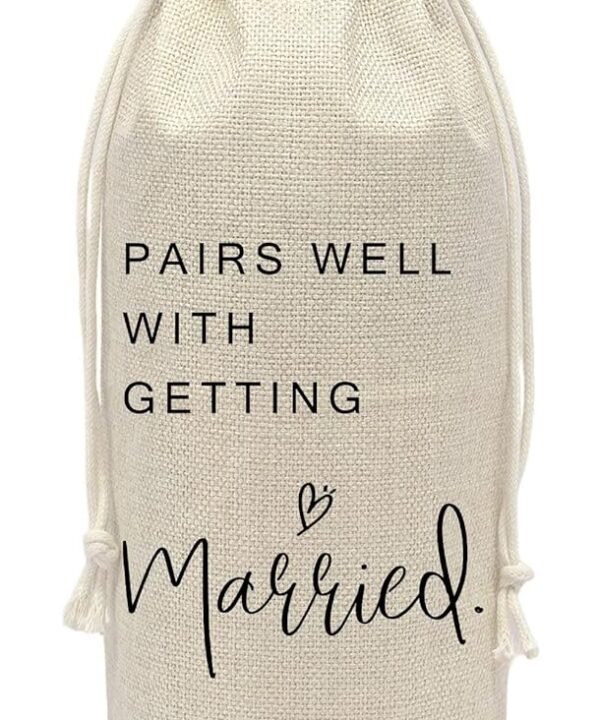 AWSICE Marriage Wine Bottle Bag - Pairs Well with Wedding Gifts - Wedding Shower Wine Bag - Engagement Honeymoon Gifts for Couples Newly Engaged - Bridal Shower Decorations-A03
