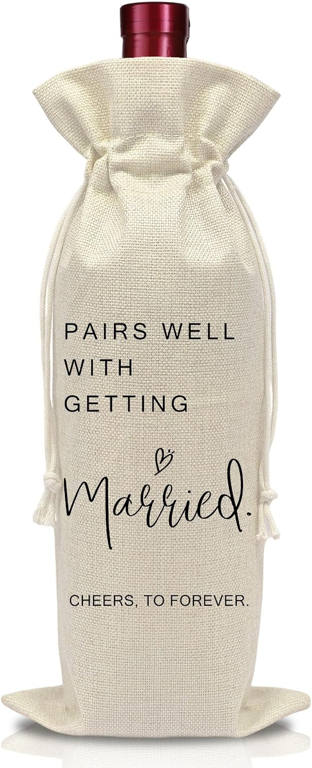 AWSICE Marriage Wine Bottle Bag - Pairs Well with Wedding Gifts - Wedding Shower Wine Bag - Engagement Honeymoon Gifts for Couples Newly Engaged - Bridal Shower Decorations-A03