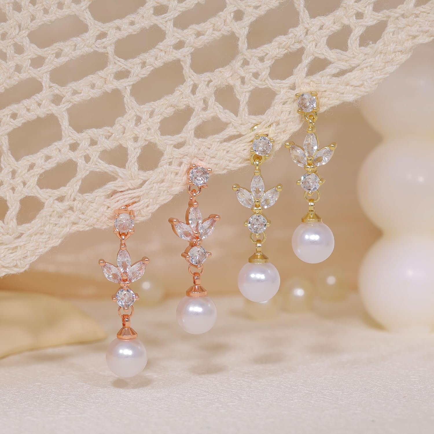 SELSHE Dangle Earrings for Women, 14k Gold Plated Pearl Drop Earring Dainty Gold Earrings for Women Trendy Cute Prom Bridal Earring Long Wedding Pearl Earring Formal Jewelry