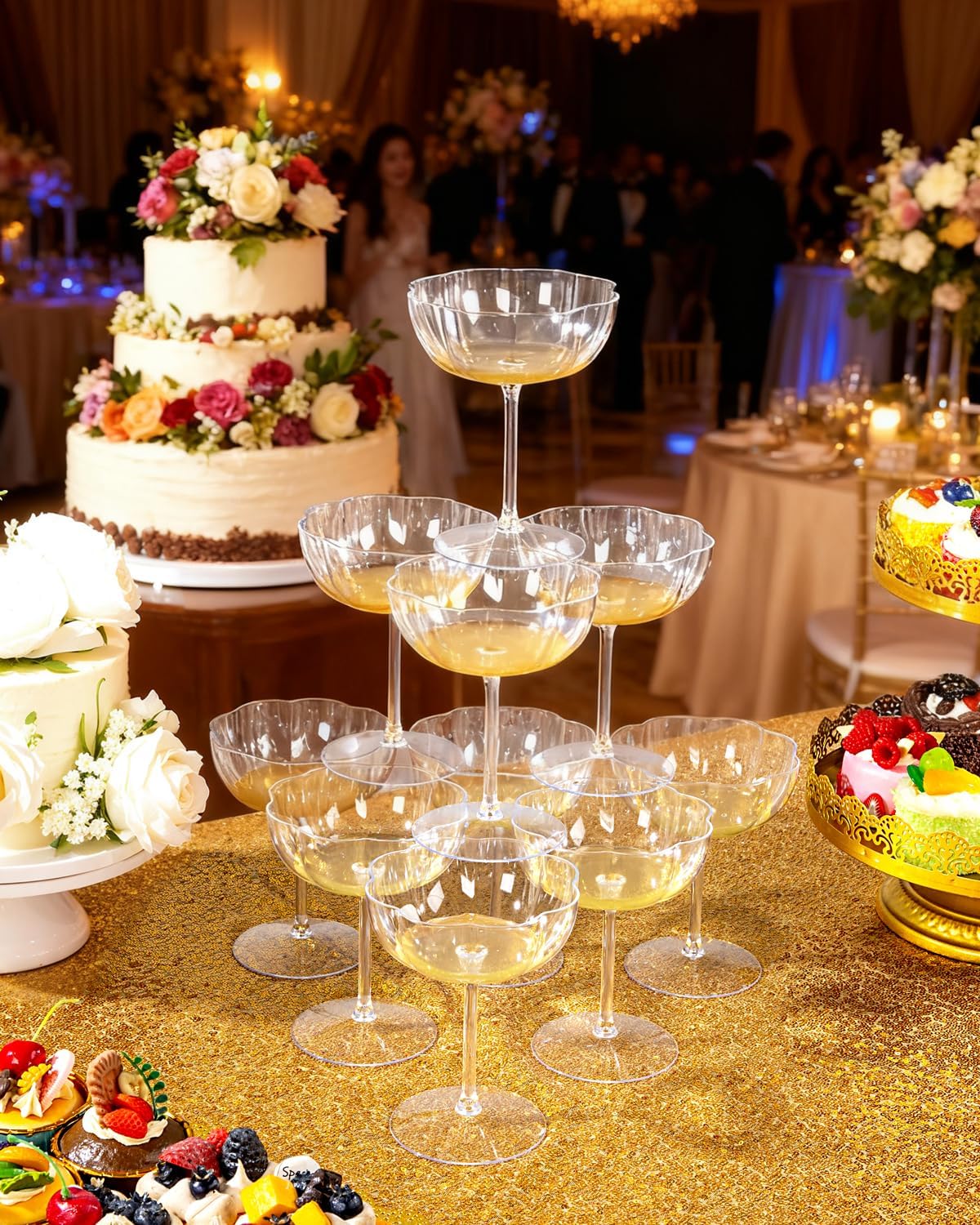 Ciaell 12PCS Plastic Martini Glasses – 10 Oz Elegant Disposable Cocktail Glasses for Champagne Wine Wedding Party Anniversary Bar