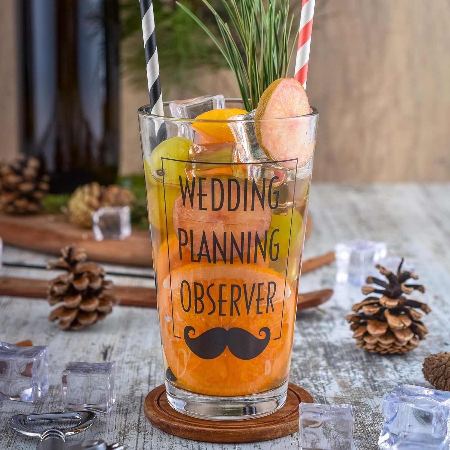 Greenline Goods Toasting Glasses for Bride and Groom | Set of Two (1 Beer & 1 Stemless Wine Glass) – Engagement Bachelorette Gifts for Bride Wedding Planning
