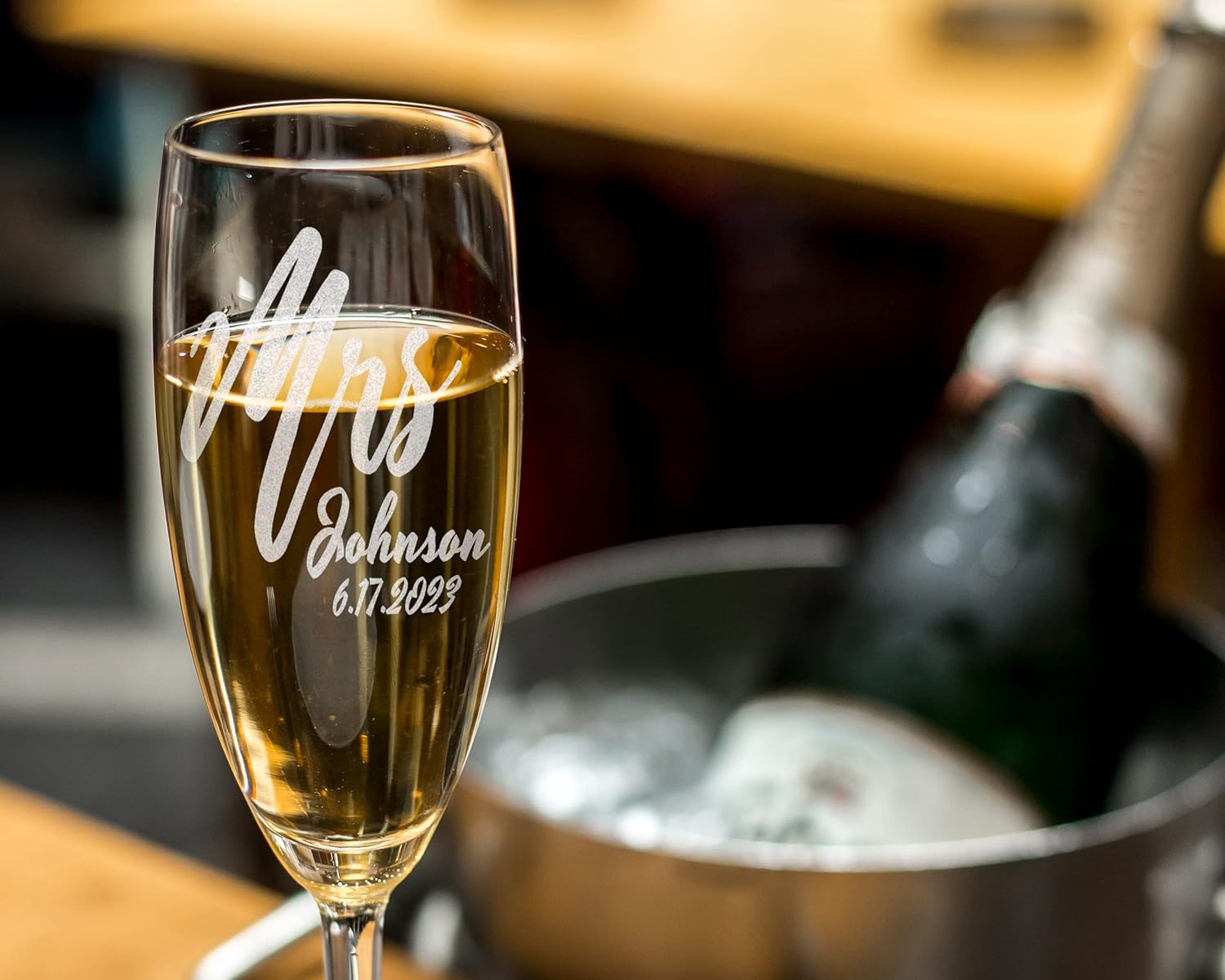 Mr. Mrs. Centerpieces Set of 2 Custom Engraved Wedding Flutes Wine Champagne Newlyweds Bride Groom Anniversary for Couples