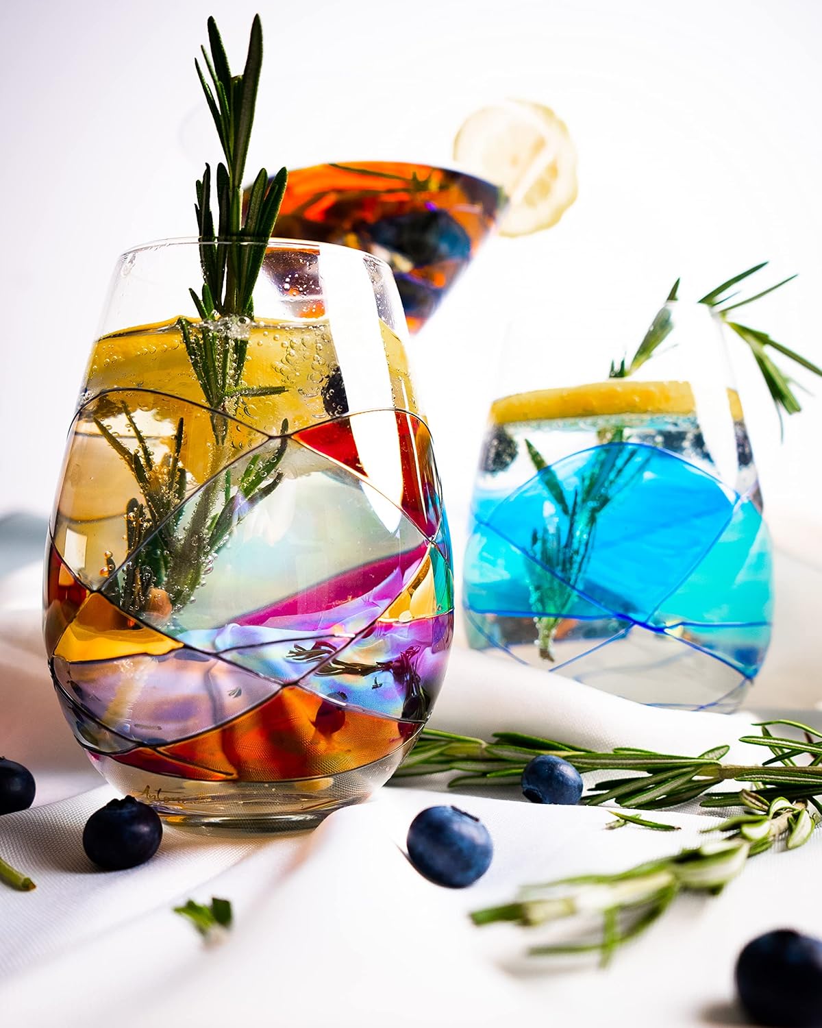 BARCELONA Stemless Wine Glasses HandPainted Set of 1 Unique Wine Gift for Wedding, Anniversary, Housewarming & Christmas Sagrada Familia Style Ideal for Women & Men