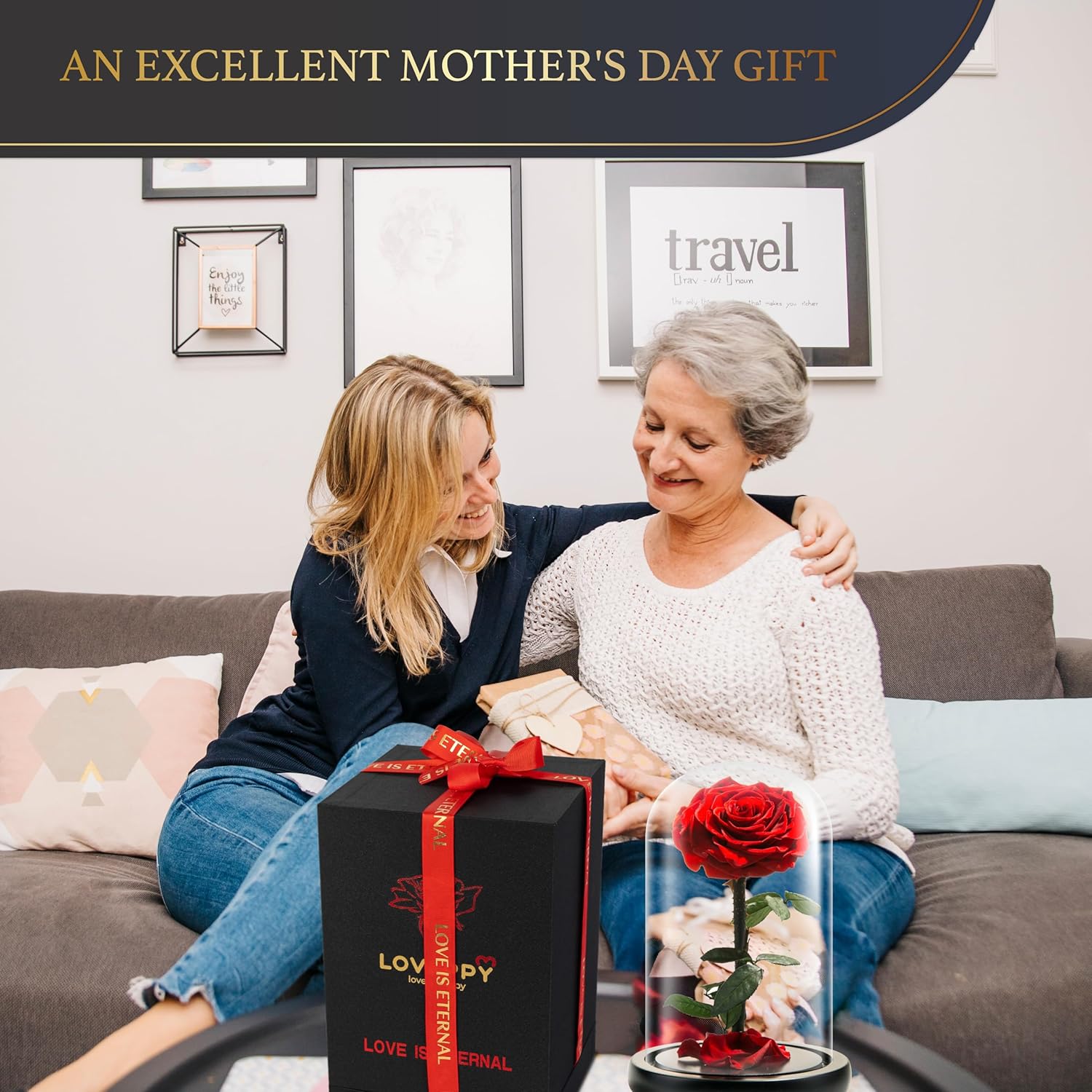 Forever Preserved Rose – Eternal Rose in Glass Dome – Beauty and The Beast Rose for Mom – Fresh Flowers in Glass (Red, 9 Inch)