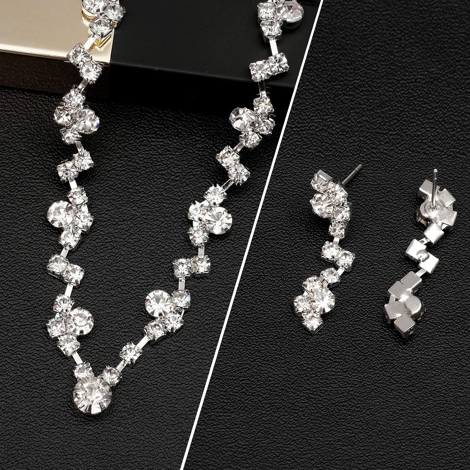 Elegant Necklace Earrings Bracelet Crystal Bridal Wedding Jewelry Sets for Brides Bridesmaid Prom Formal Costume Accessories for Women