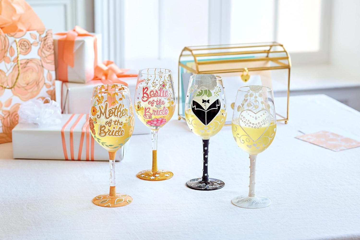 Enesco Lolita Designs Wedding Mother of the Bride Hand-Painted Artisan Wine Glass, 15 Ounce, Multicolor