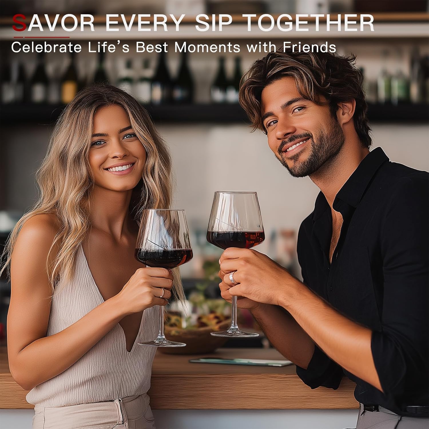 White Red Wine Glasses Set of 6 18oz ClearHand Blown Crystal Wine Glass Tall Long Stem Modern Wine Glasses Square Wine Glass with flat bottom Unique gifts for Wedding,Brithday,anniversary