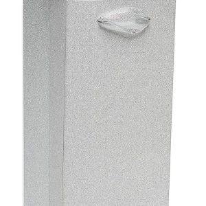 Papyrus 14" Wine Gift Bag with Tissue Paper (Silver Glitter) for Birthdays, Weddings, Bridal Showers and All Occasions (1 Bag, 4-Sheets)