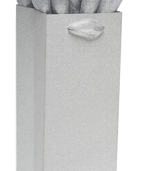 Papyrus 14" Wine Gift Bag with Tissue Paper (Silver Glitter) for Birthdays, Weddings, Bridal Showers and All Occasions (1 Bag, 4-Sheets)