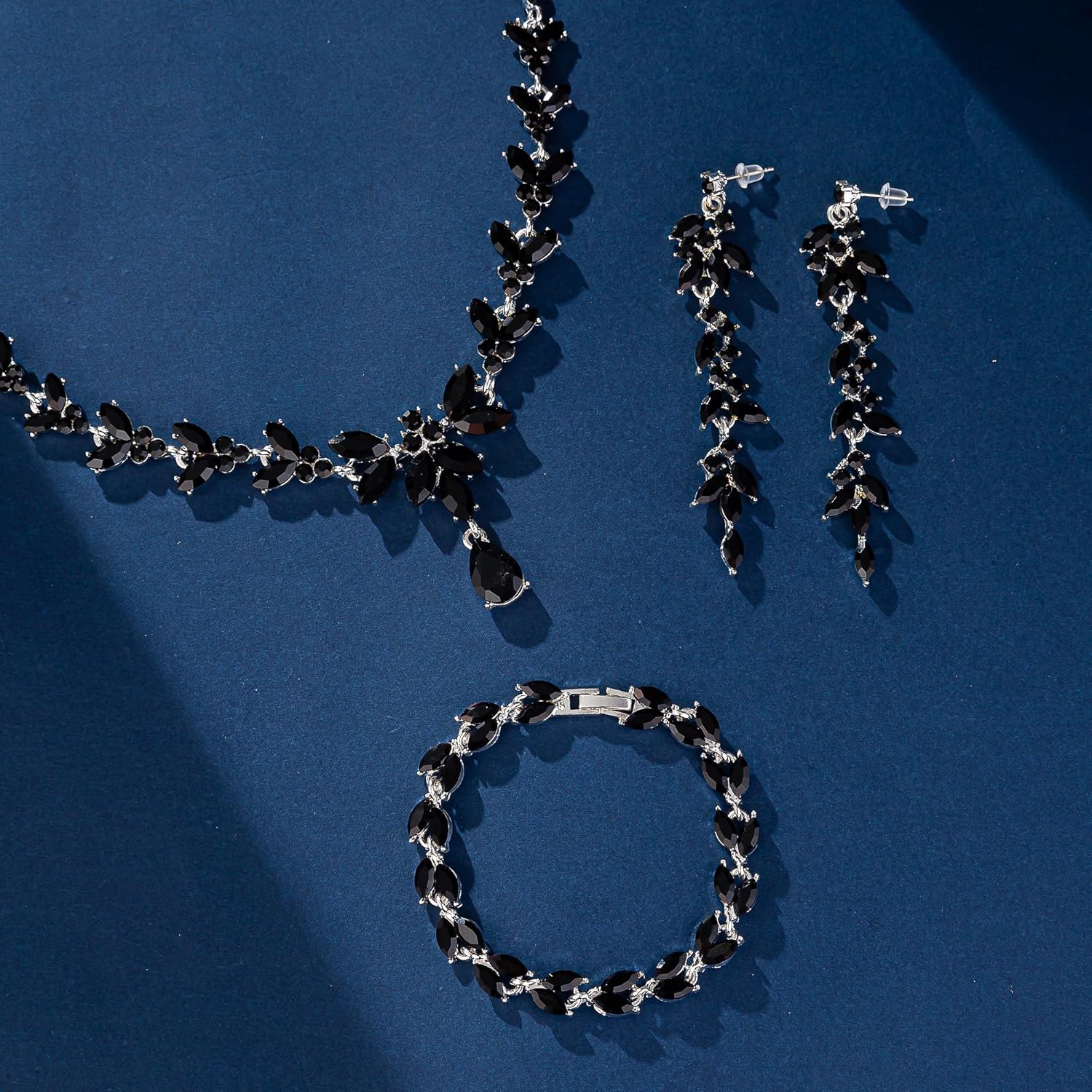 Wedding Jewelry Sets for Bride Bridesmaid Bridal Jewelry Set for Women Wedding Crystal Necklace Earrings Bracelet Set for Party Prom Jewelry