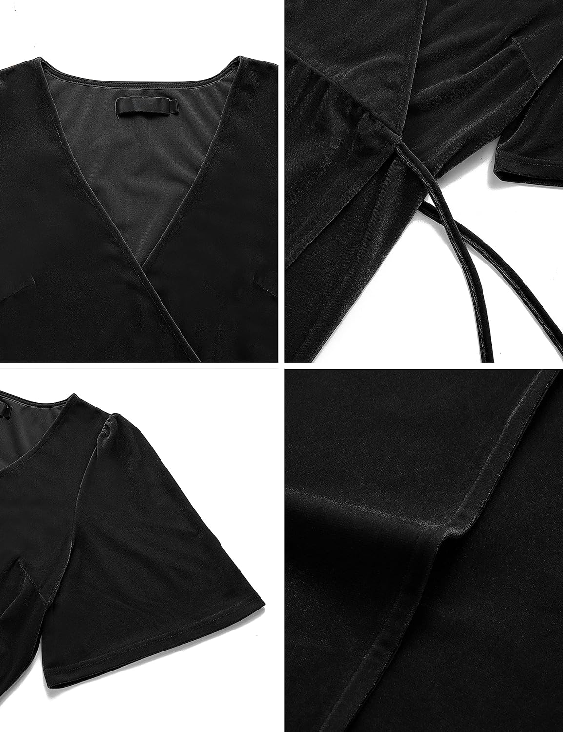 MEROKEETY Women’s V Neck Wrap Velvet Maxi Wedding Guest Dress Bell Sleeve Split Bridesmaid Cocktail Party Formal Dresses