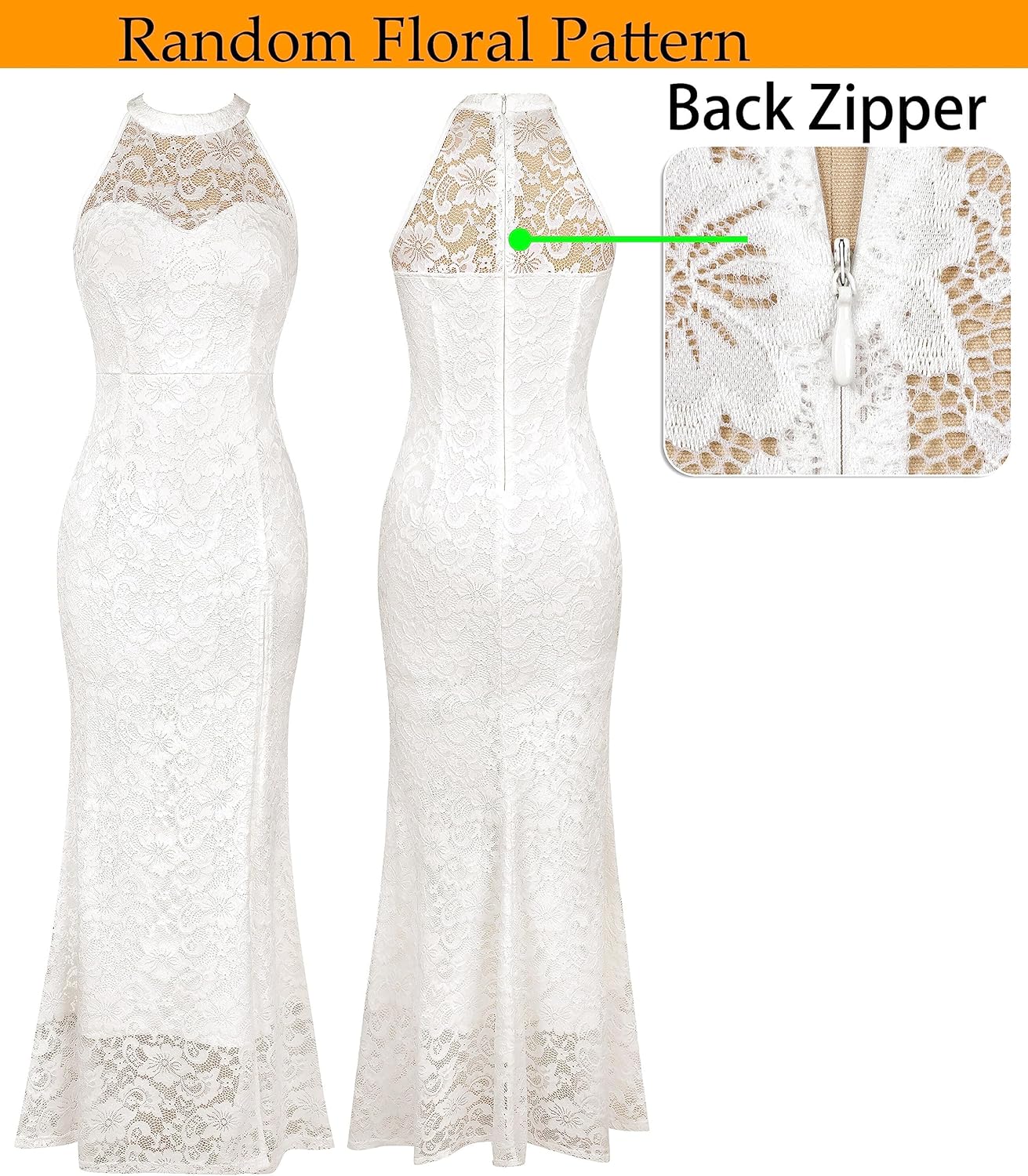 VFSHOW Womens Formal Sexy Halter High Slit Prom Wedding Guest Maxi Dress 2023 Illusion Sweetheart Neckline Evening Long Gown