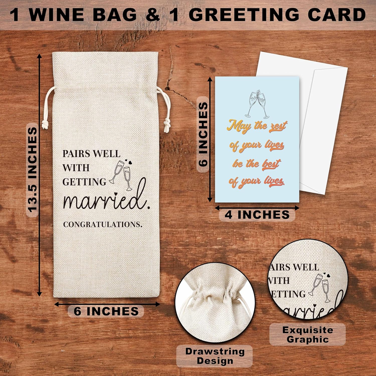 OICPYD Engegement Gifts For Couples, Bridal Shower Gifts Wine Bag, Wedding Gifts For Newly Wed, Bride To Be, Mr And Mrs, Engagement Party Favors, 1 Pc Wine Bag With Greeting Card (G10)