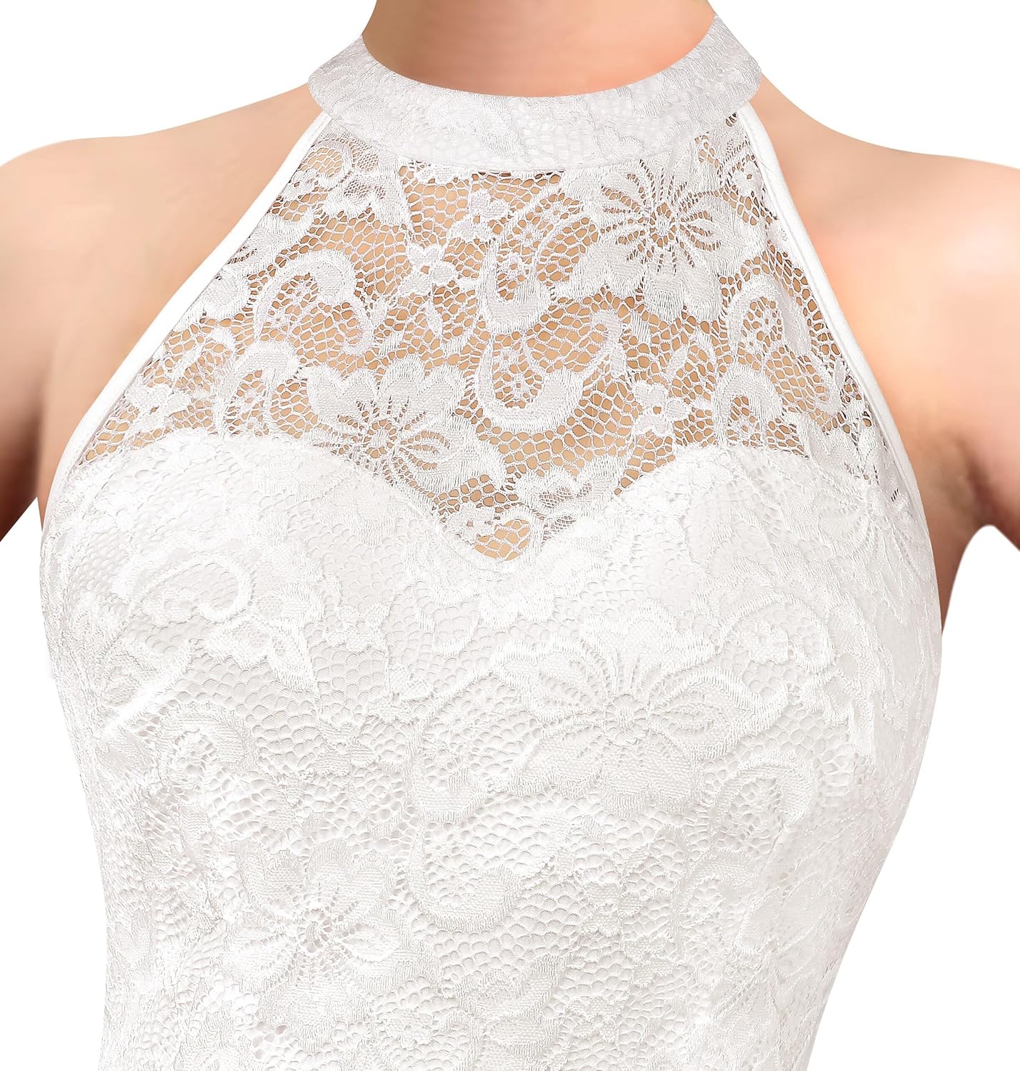 VFSHOW Womens Formal Sexy Halter High Slit Prom Wedding Guest Maxi Dress 2023 Illusion Sweetheart Neckline Evening Long Gown