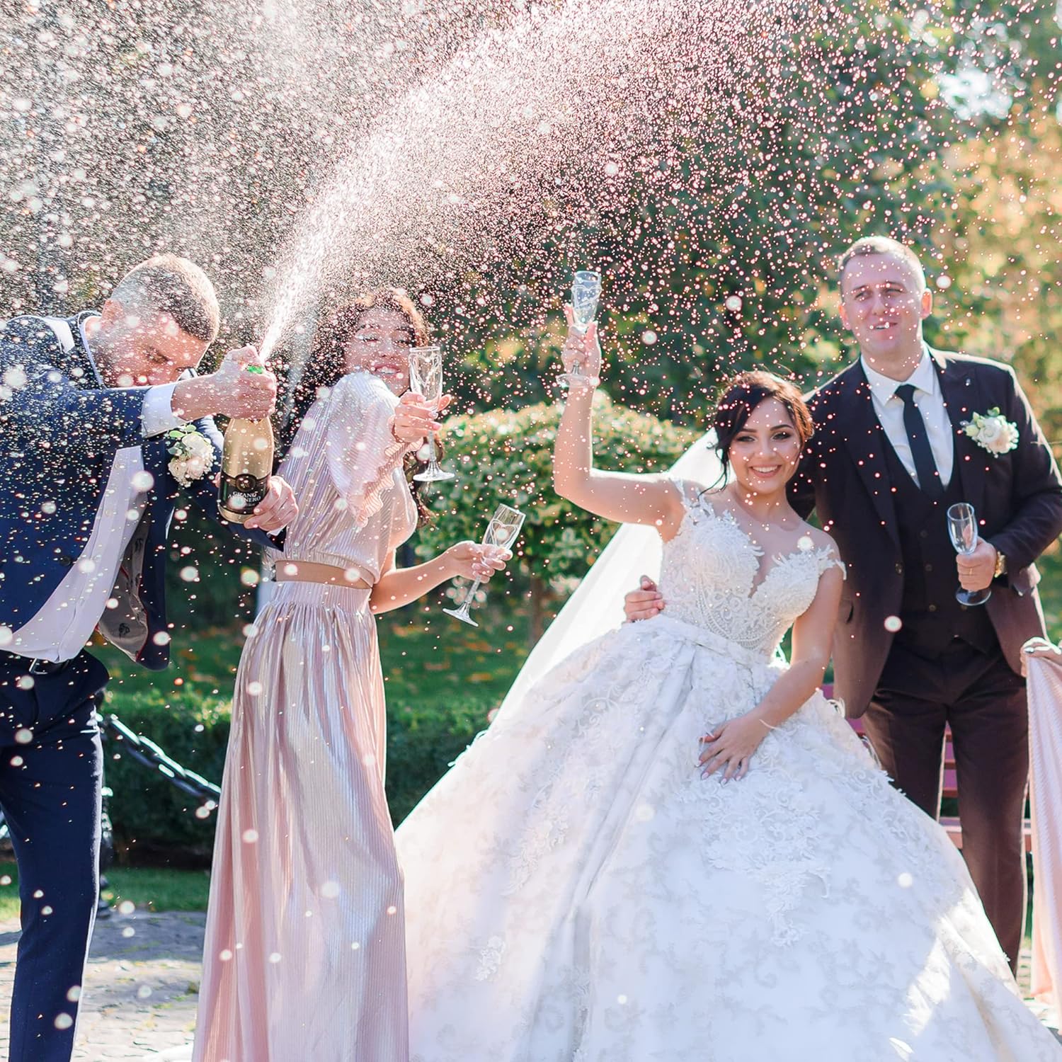 Champagne Flutes, Bride and Groom Wedding Toasting Champagne Glasses Set of 2 with Engraved Love Heart Design Embellished with Crystal, Wedding Engagement Christmas Presents for Couple
