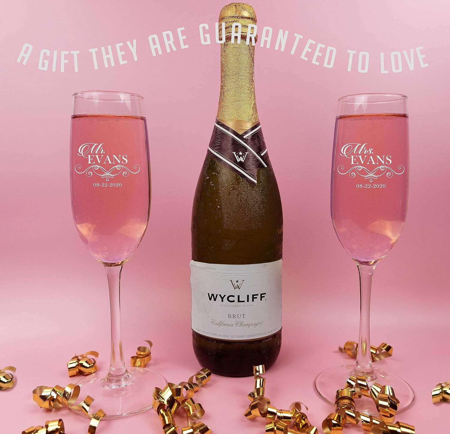 Personalized Mr and Mrs Champagne Flutes – Wedding Champagne Flutes – Customized Bride and Groom Champagne Glasses – Etched Engraved Toasting Glasses – Custom Engagement Gifts for the Couple