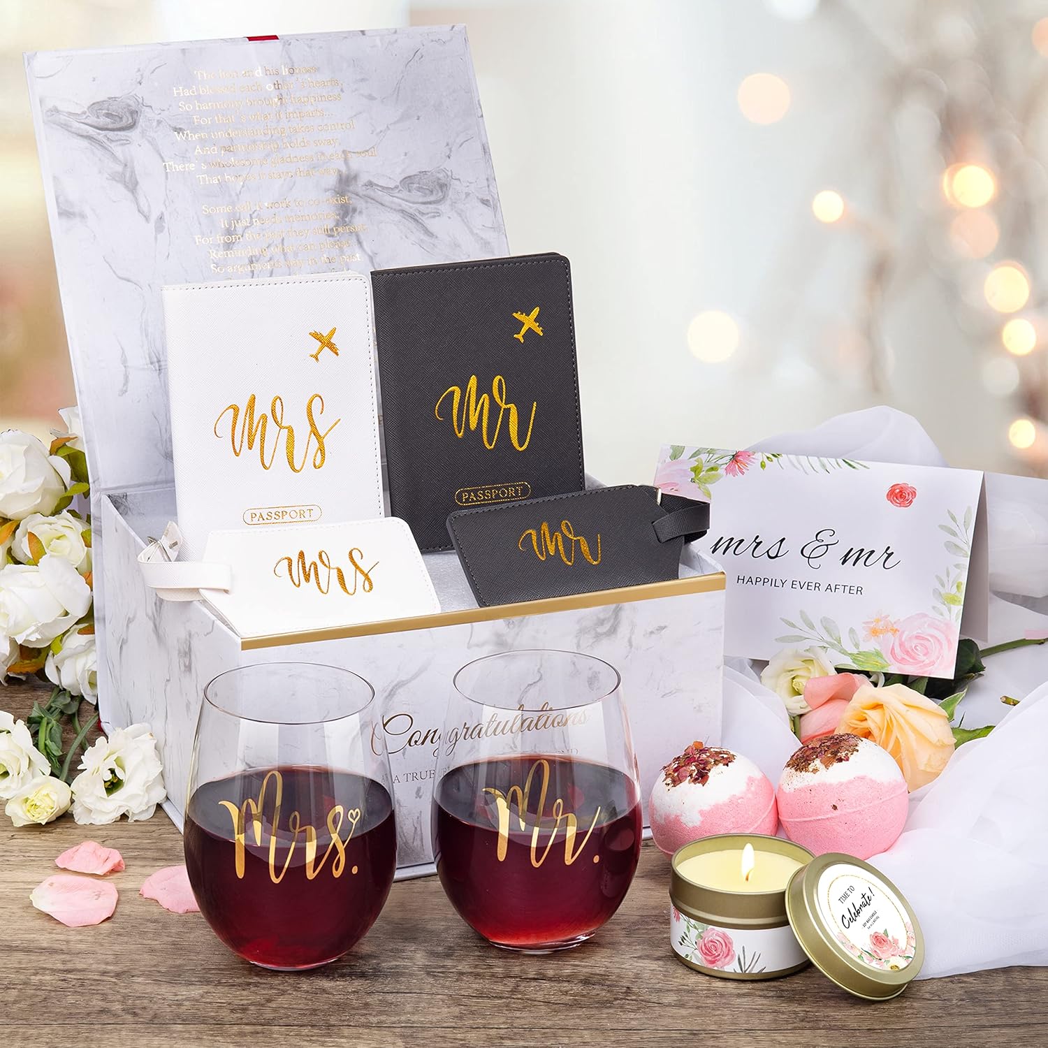 Wedding and Engagement Gift for Couples – Valentine’s Day, Bride and Groom, Newlywed Mr and Mrs, Honeymoon Essentials, Anniversary, Just Married, Travel