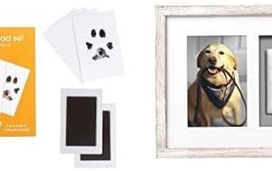 Pearhead Pet Keepsake Essentials Bundle - Clean-Touch Ink Pad & Pawprints Wall Picture Frame with Clay Kit