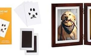 Pearhead Pet Keepsake Essentials Bundle - Clean-Touch Ink Pad & Paw Print Photo Frame with Clay Kit