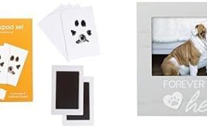 Pearhead Pet Keepsake Essentials Bundle - Clean-Touch Ink Pad & Forever in My Heart Memorial Keepsake Picture Frame
