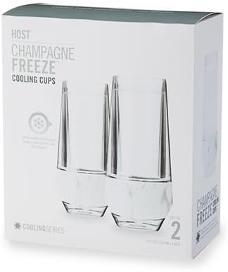 Host Champagne Freeze Stemless Chilling Wine Glasses, 9oz Set of 2, Freezer Cooling Cups, Insulated Flute Gifts for Women, For Mimosas, Prosecco and Bubbly, Marble