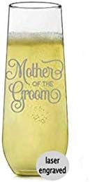 Engraved Champagne Glass, Etched Stemless Champagne Flute, Mother Of The Groom, New Bride, Bachelorette Gift, Funny Wine Glass, Bride To Be Gift, Dishwasher Safe, Gift, Wedding Party Gifts, 8.5 oz