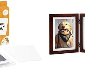 Pearhead Pet Keepsake Essentials Bundle - Clean Touch Ink Pad Kit & Paw Print Photo Frame