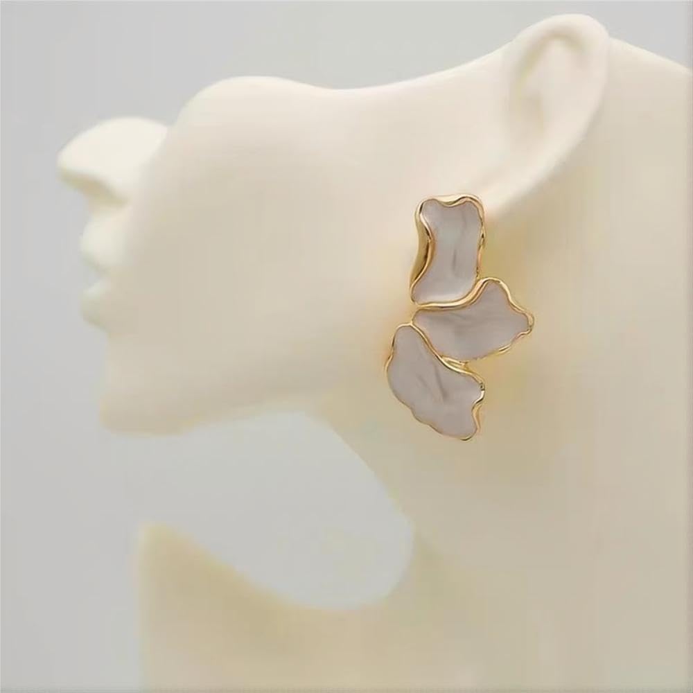 Irregular Petal Earring For Women Stainless Steel Unique Statement Flower Dangle Earrings Trendy Jewelry Gift