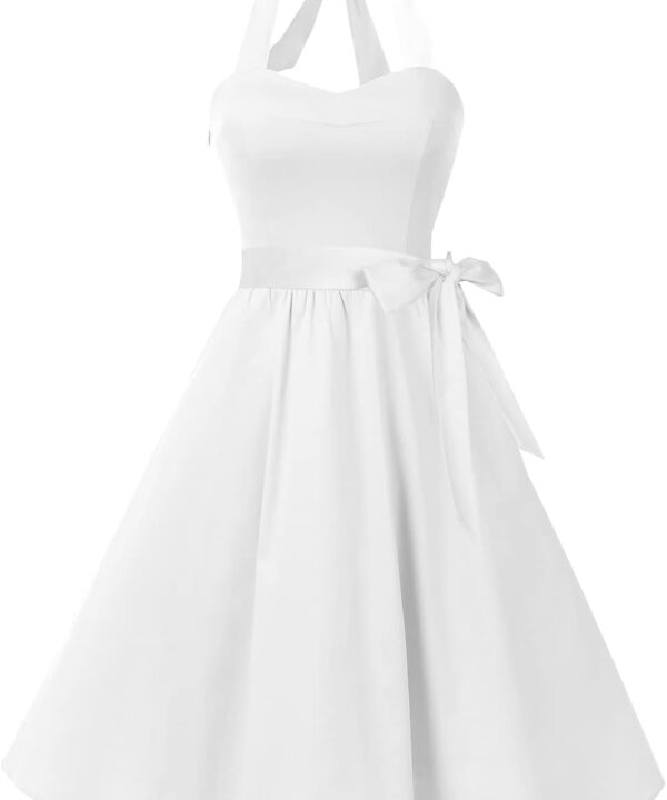 Topdress Women'sVintage Polka Audrey Dress 1950s Halter Retro Cocktail Dress