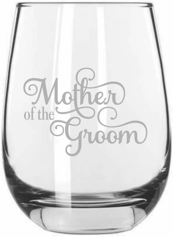 Mother Of The Groom Samantha Cursive Font Wedding Party Etched 15.25oz Stemless Wine Glass