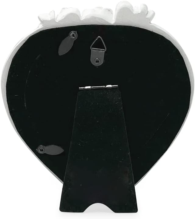 Isaac Jacobs 4×4 Heart-Shaped Resin Picture Frame with Rose Design, Decorative Photo Frame, Tabletop & Wall Display, Hanging Display & Home Décor (White)