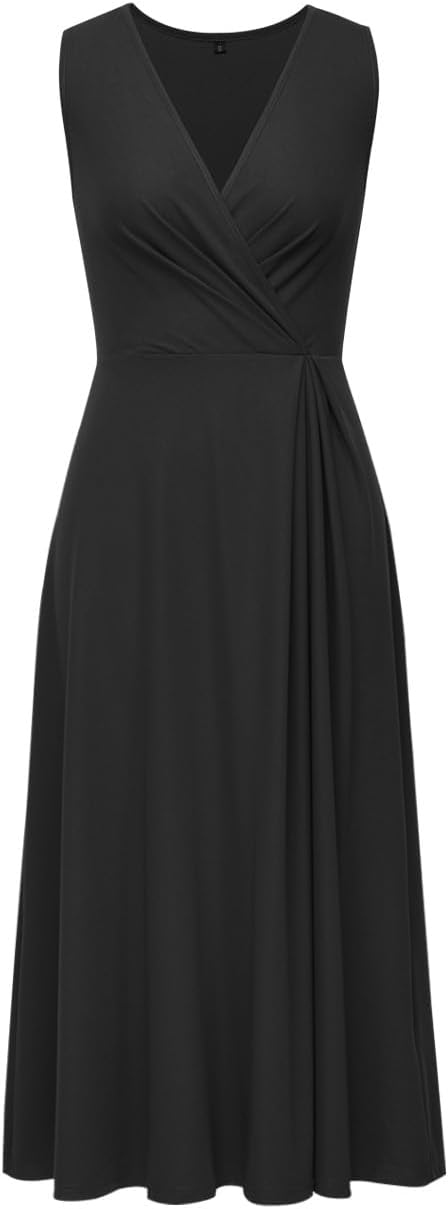 Newshows Womens 2025 Formal Evening Gowns Maxi Dress Cocktail Party V Neck Sleeveless Wedding Guest Long Elegant Dress