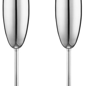 Silver Champagne Glasses Set of 2,8.2oz Stemmed Stainless Steel Unbreakable Champagne Flutes, Vintage Tall Metal Wine Glasses for Drinking Toasting Anniversary Wedding Christmas