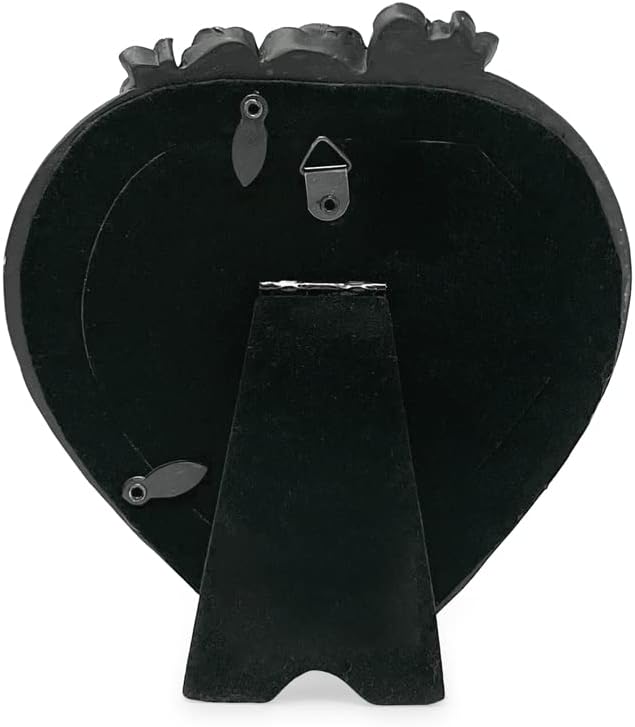 Isaac Jacobs 4×4 Heart-Shaped Resin Picture Frame with Rose Design, Decorative Photo Frame, Tabletop & Wall Display, Hanging Display & Home Décor (Black With Gold)